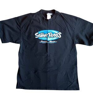 Large T-shirt Vintage Señor Frogs Cancun Mexico Black Crew Neck Cotton 1990's